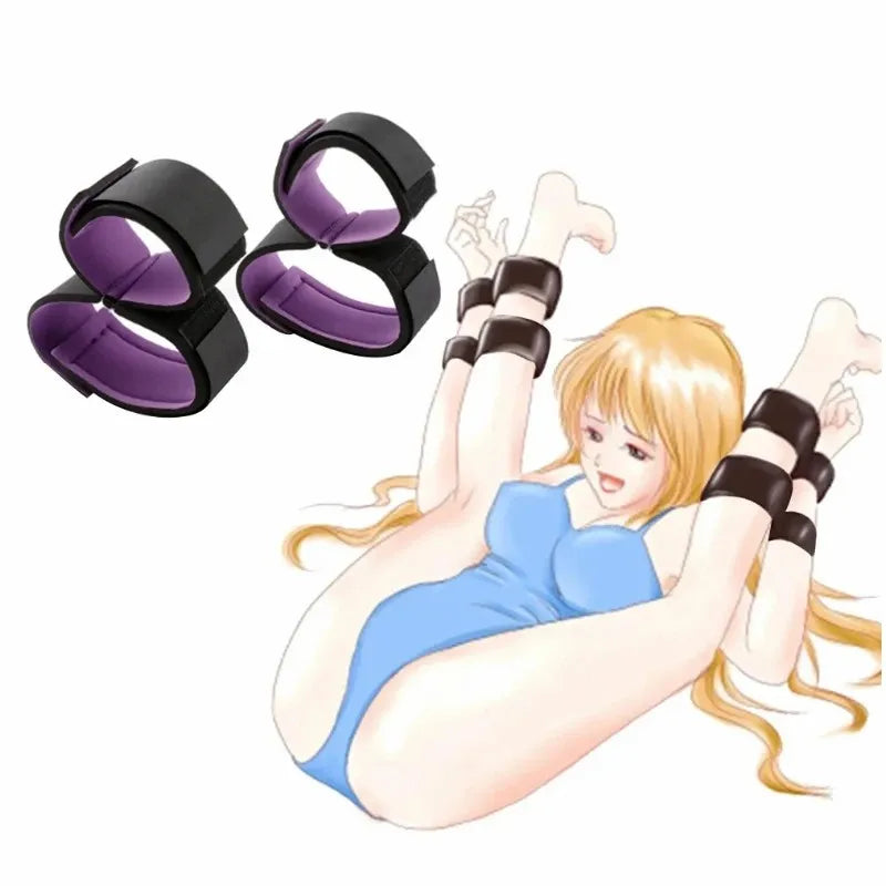 Adult SM Sex Restraint Handcuffs Slave Tools Bdsm No Vibrators Sexy Wrist To Ankle Cuffs Open Leg Hand Toys Bondage For Couples