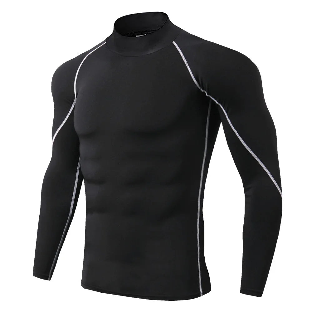 **Camiseta Esportiva Masculina, Secagem Rápida, Bodybuilding, Corrida, Camisa de Manga Longa, Top de Compressão, T-Shirt para Academia, Fitness, Rashguard Ajustado**