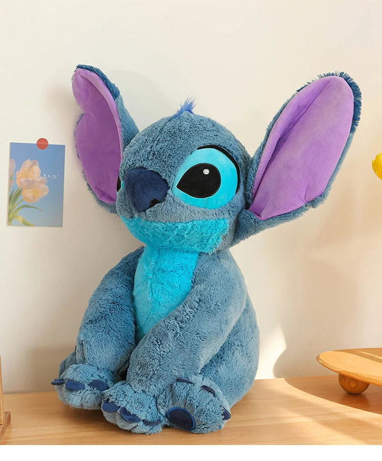 Boneco de Pelúcia Gigante Disney Lilo & Stitch – Almofada de Casal Dormindo, 25-80cm, Material Macio, Brinquedo Infantil, Presente Perfeito