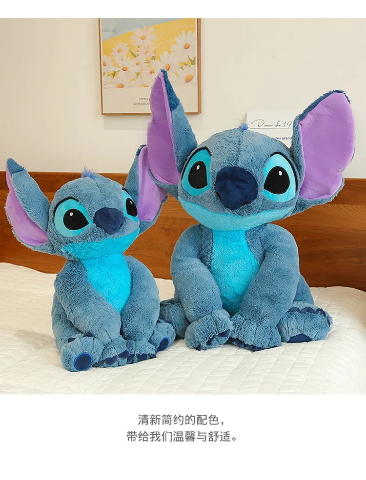 Boneco de Pelúcia Gigante Disney Lilo & Stitch – Almofada de Casal Dormindo, 25-80cm, Material Macio, Brinquedo Infantil, Presente Perfeito