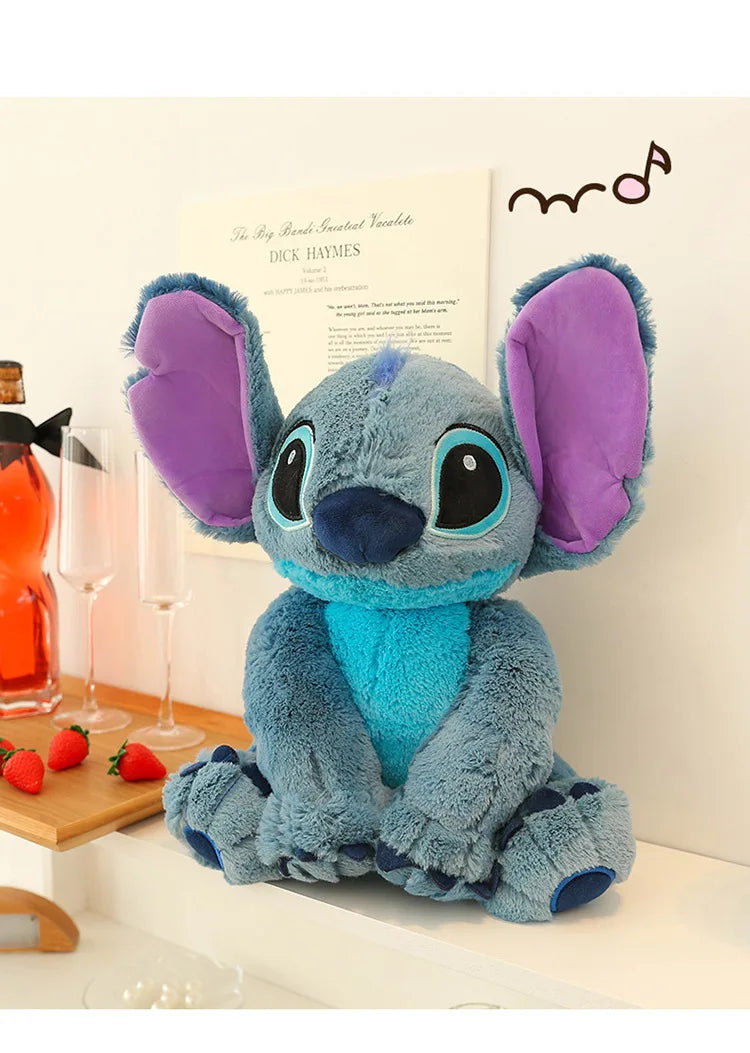 Boneco de Pelúcia Gigante Disney Lilo & Stitch – Almofada de Casal Dormindo, 25-80cm, Material Macio, Brinquedo Infantil, Presente Perfeito