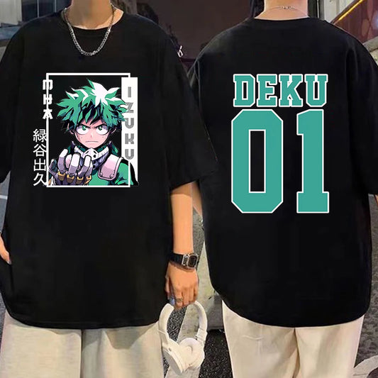 Camiseta Verão Deku Divertida, Estampa Anime, Moda Harajuku, T-shirt de Manga Curta, Casual para o Verão, Tops