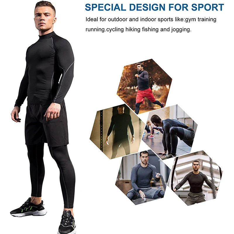 **Camiseta Esportiva Masculina, Secagem Rápida, Bodybuilding, Corrida, Camisa de Manga Longa, Top de Compressão, T-Shirt para Academia, Fitness, Rashguard Ajustado**