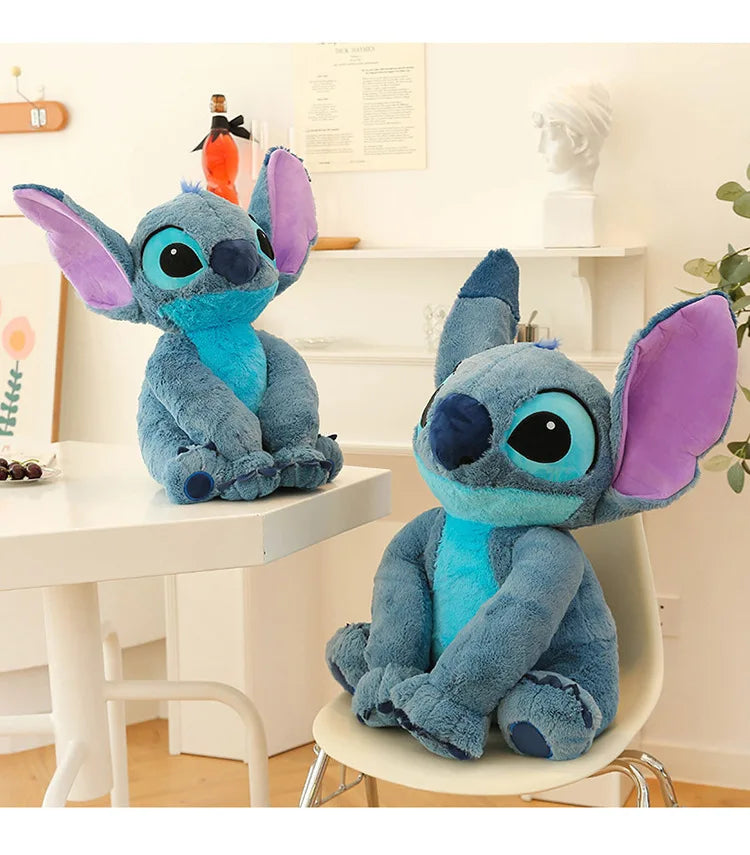 Boneco de Pelúcia Gigante Disney Lilo & Stitch – Almofada de Casal Dormindo, 25-80cm, Material Macio, Brinquedo Infantil, Presente Perfeito