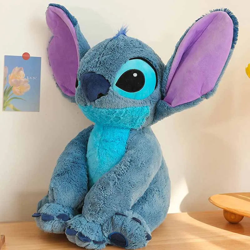 Boneco de Pelúcia Gigante Disney Lilo & Stitch – Almofada de Casal Dormindo, 25-80cm, Material Macio, Brinquedo Infantil, Presente Perfeito