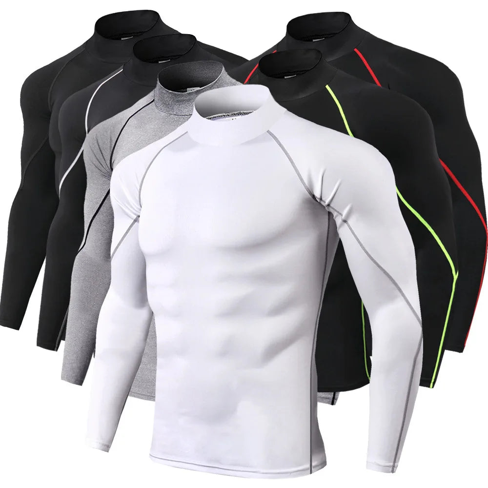 **Camiseta Esportiva Masculina, Secagem Rápida, Bodybuilding, Corrida, Camisa de Manga Longa, Top de Compressão, T-Shirt para Academia, Fitness, Rashguard Ajustado**