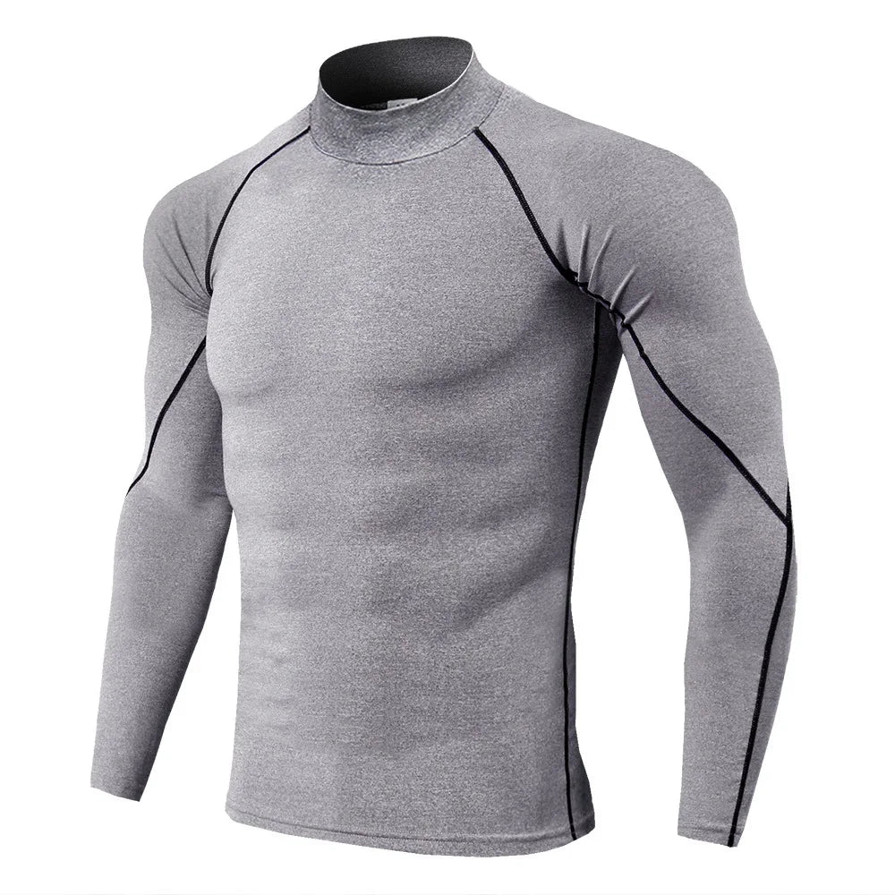 **Camiseta Esportiva Masculina, Secagem Rápida, Bodybuilding, Corrida, Camisa de Manga Longa, Top de Compressão, T-Shirt para Academia, Fitness, Rashguard Ajustado**