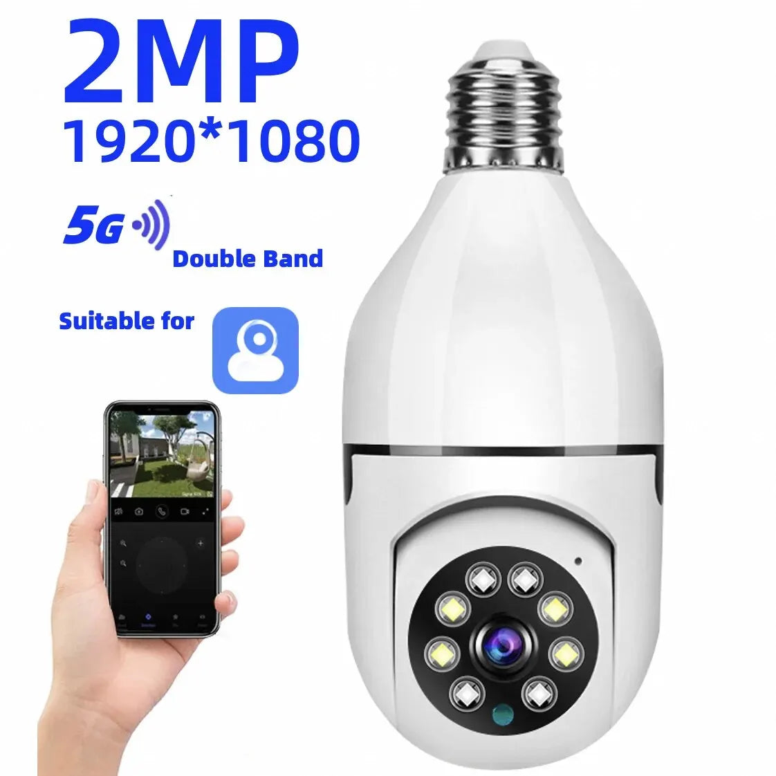 Câmera HEY RAK Tuya 3MP/5MP 5G Dual Band WiFi, Com Áudio Bidirecional, Detecção de Pessoas por IA, Visão Noturna, Zoom e Monitoramento E27 Yiiot.